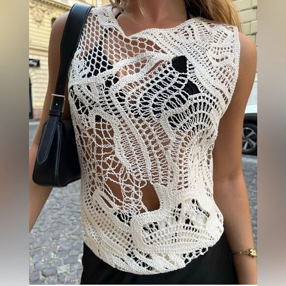 H&M Crochet-Look Top New - Picture 1 of 10